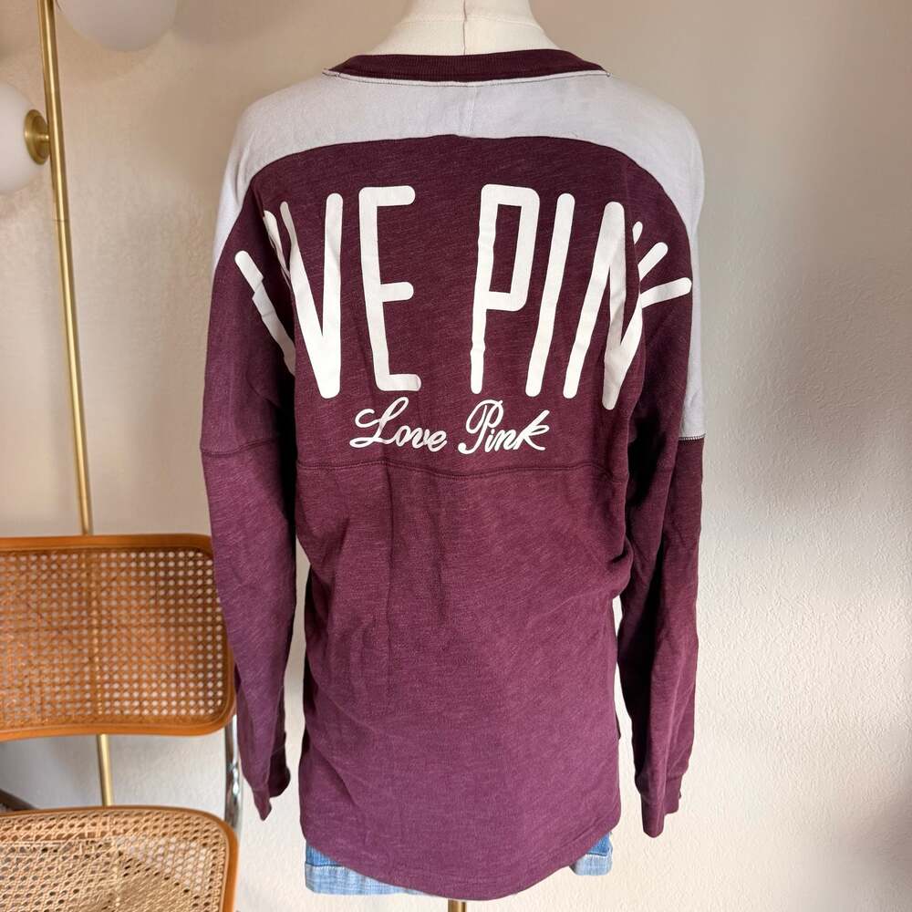 Victoria's Secret PINK Varsity Crew Pullover Sweatshirt Maroon M